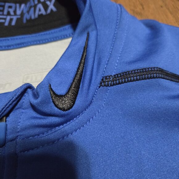 Nike Pro Combat Training Top Mens Large Hyperwarm Dri-FIT Max 1/4 Zip Blue - Picture 4 of 10